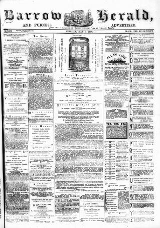 cover page of Barrow Herald and Furness Advertiser published on May 8, 1888