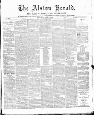 cover page of Alston Herald and East Cumberland Advertiser published on May 8, 1880