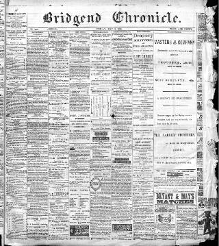 cover page of Bridgend Chronicle, Cowbridge, Llantrisant, and Maesteg Advertiser published on May 9, 1884