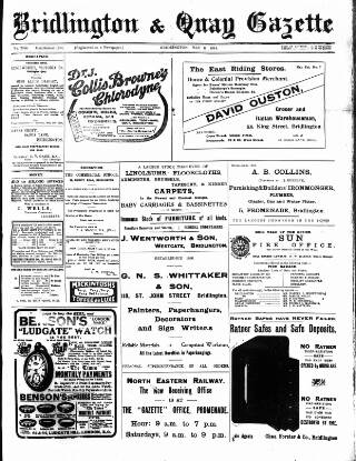 cover page of Bridlington and Quay Gazette published on May 8, 1914