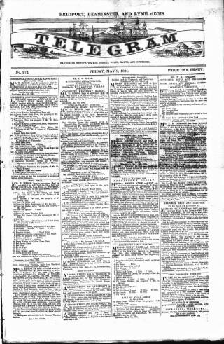 cover page of Bridport, Beaminster, and Lyme Regis Telegram published on May 9, 1884
