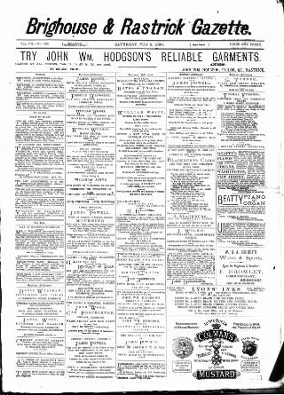 cover page of Brighouse & Rastrick Gazette published on May 8, 1880