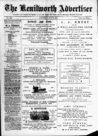 cover page of Kenilworth Advertiser published on May 8, 1880