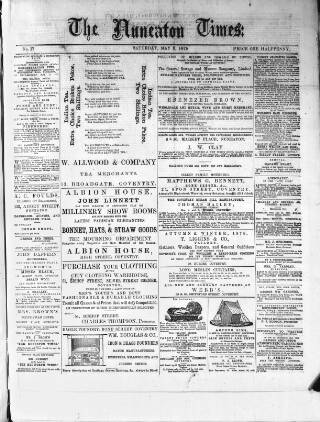 cover page of Nuneaton Times published on May 8, 1875