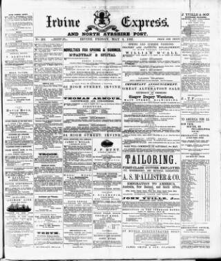 cover page of Irvine Express published on May 8, 1885