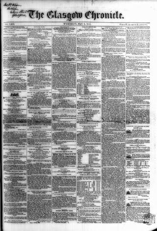 cover page of Glasgow Chronicle published on May 8, 1850