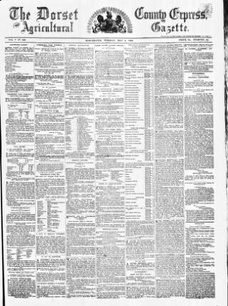 cover page of Dorset County Express and Agricultural Gazette published on May 8, 1860