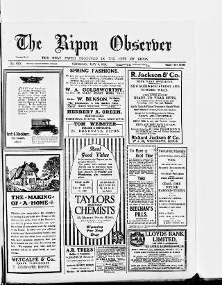 cover page of Ripon Observer published on May 8, 1919