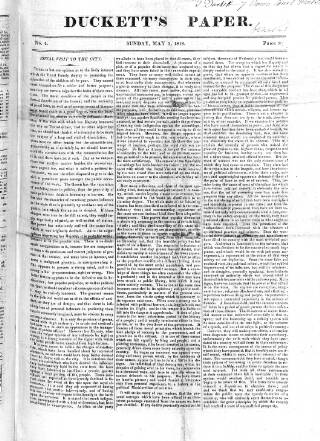 cover page of Duckett's Dispatch published on May 3, 1818
