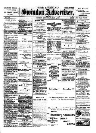 cover page of Swindon Advertiser published on May 8, 1901