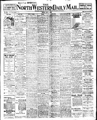 cover page of North West Evening Mail published on May 8, 1911