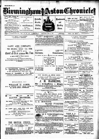 cover page of Birmingham & Aston Chronicle published on May 8, 1886