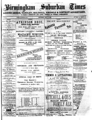 cover page of Birmingham Suburban Times published on May 8, 1886