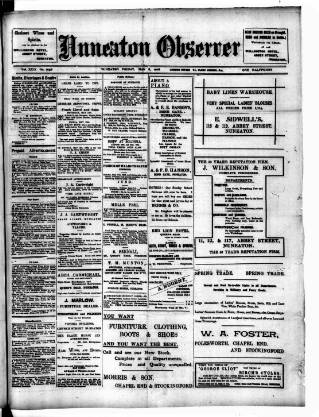 cover page of Nuneaton Observer published on May 8, 1908
