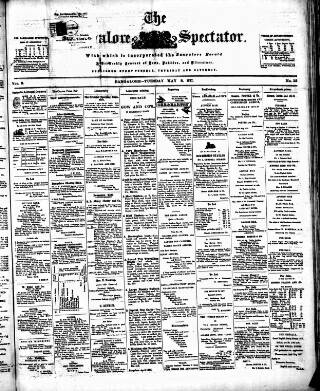 cover page of Bangalore Spectator published on May 8, 1877