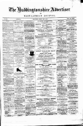 cover page of Haddingtonshire Advertiser and East-Lothian Journal published on May 8, 1885