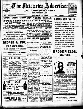 cover page of Uttoxeter Advertiser and Ashbourne Times published on May 8, 1907