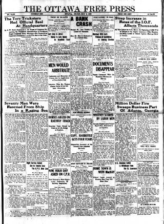 cover page of Ottawa Free Press published on May 8, 1908