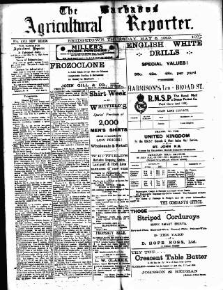 cover page of Barbados Agricultural Reporter published on May 8, 1919