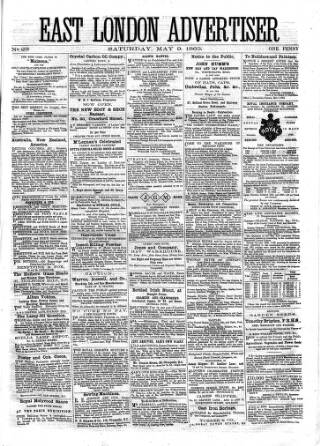 cover page of East London Advertiser published on May 9, 1863