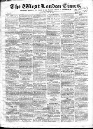 cover page of West London Times published on May 11, 1867
