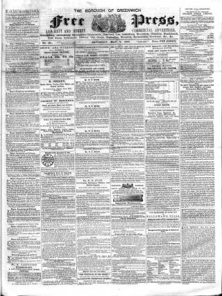 cover page of Borough of Greenwich Free Press published on May 8, 1858