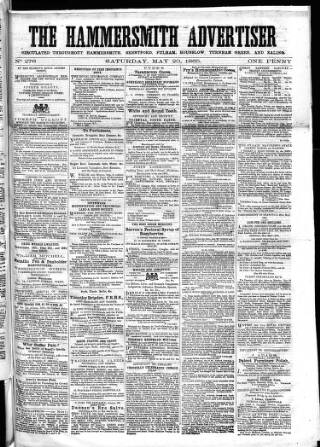 cover page of Hammersmith Advertiser published on May 20, 1865
