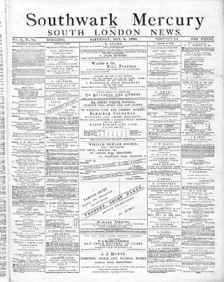 cover page of Southwark Mercury published on May 8, 1880