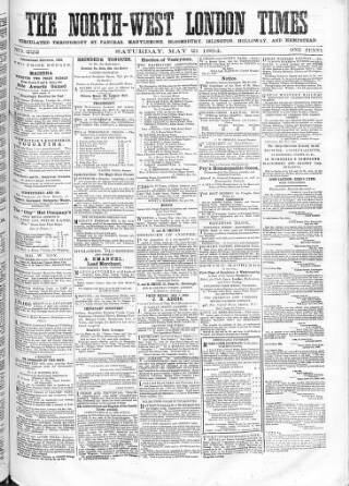 cover page of North-West London Times published on May 21, 1864