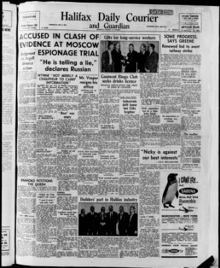 cover page of Halifax Evening Courier published on May 8, 1963