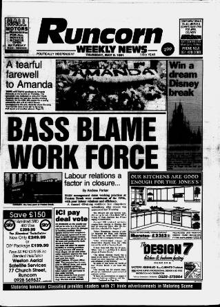 cover page of Runcorn Weekly News published on May 9, 1991