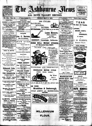 cover page of Ashbourne News Telegraph published on May 8, 1903