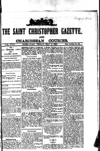 cover page of St. Christopher Gazette published on May 8, 1885