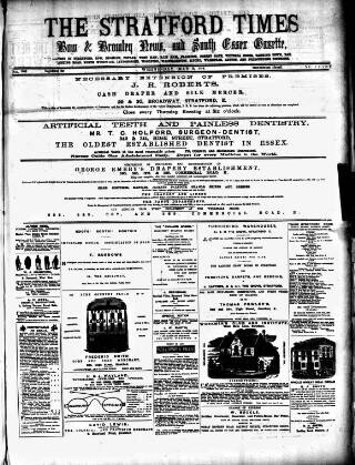 cover page of Stratford Times and South Essex Gazette published on May 8, 1878