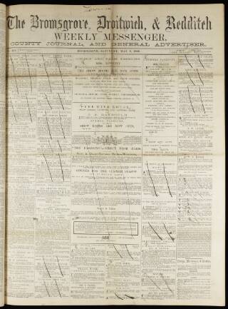 cover page of Bromsgrove & Droitwich Messenger published on May 8, 1869