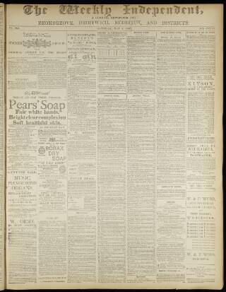 cover page of Weekly Independent (Bromsgrove) published on May 8, 1886