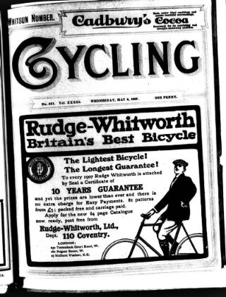 cover page of Cycling published on May 8, 1907