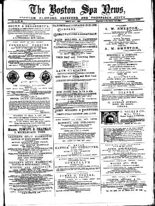 cover page of Boston Spa News published on May 8, 1885