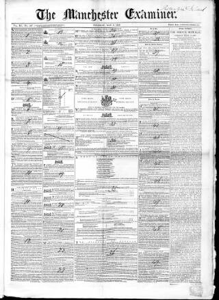 cover page of Manchester Examiner published on May 9, 1848