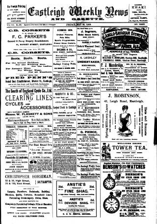 cover page of Eastleigh Weekly News published on May 25, 1900