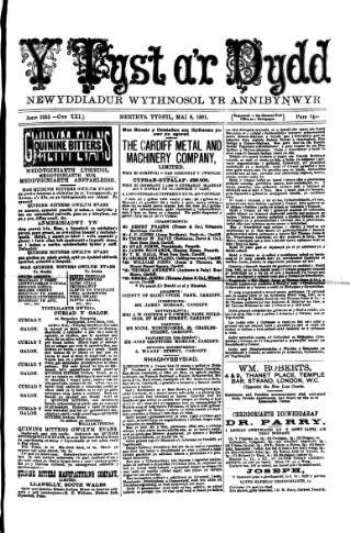 cover page of Y Tyst published on May 8, 1891