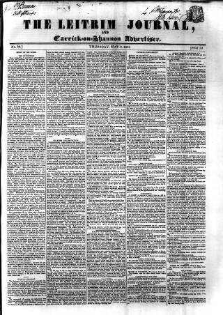 cover page of Leitrim Journal published on May 8, 1851