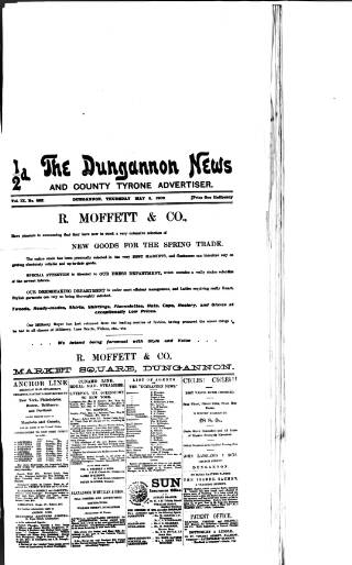 cover page of Dungannon News published on May 8, 1902
