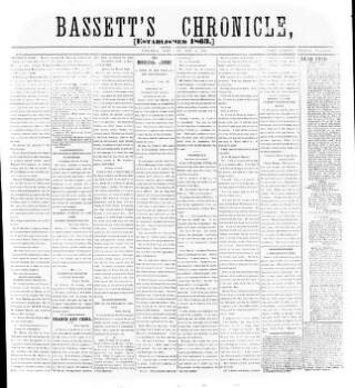 cover page of Bassett's Chronicle published on May 9, 1885