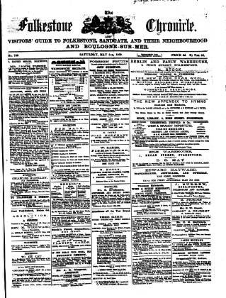 cover page of Folkestone Chronicle published on May 8, 1869