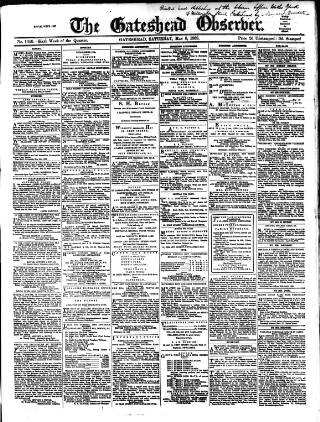 cover page of Gateshead Observer published on May 8, 1869