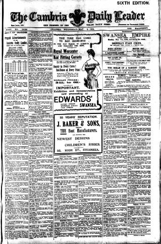 cover page of Cambria Daily Leader published on May 9, 1906