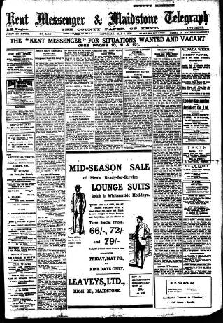 cover page of Maidstone Telegraph published on May 8, 1920