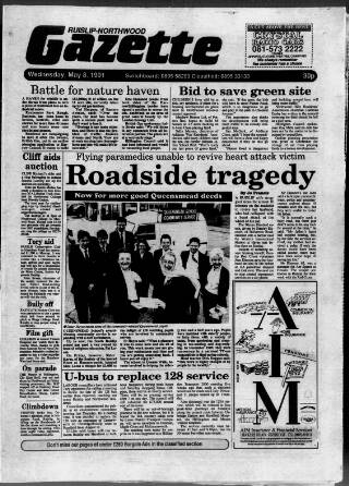 cover page of Ruislip & Northwood Gazette published on May 8, 1991