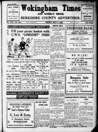 cover page of Wokingham Times published on May 8, 1936